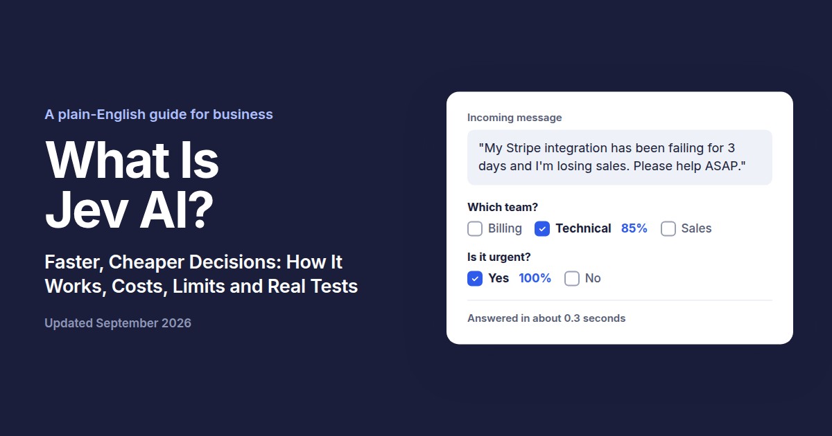 What Is Jev Al? Faster, Cheaper Decisions: How It Works, Costs, Limits and Real Tests